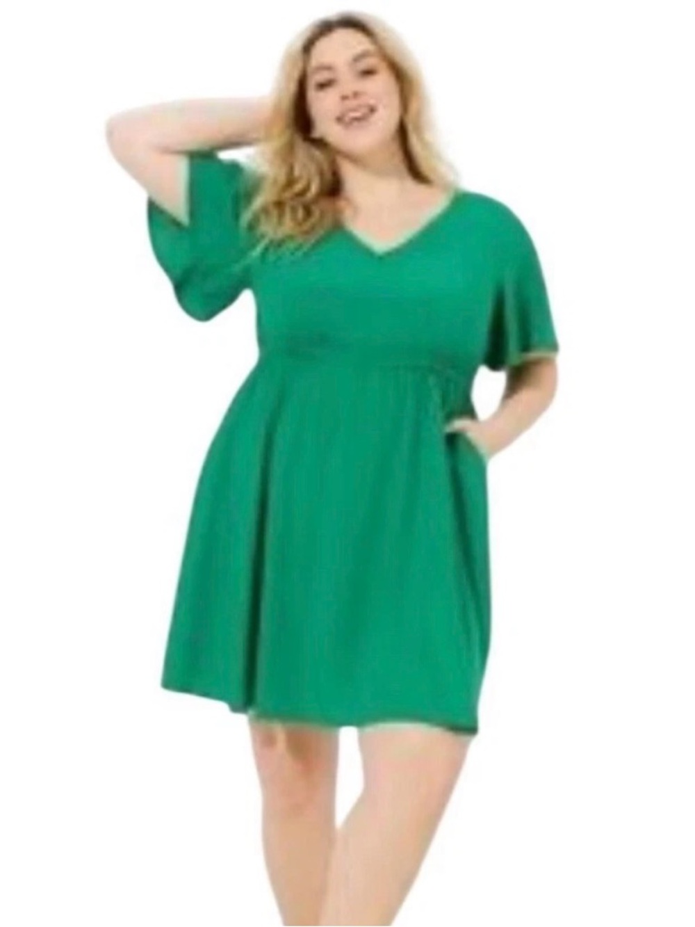Torrid V-Neck Green Short Sleeve Dress